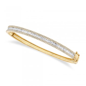 Baguette Diamond Channel Set Bangle Bracelet 14k Yellow Gold (1.74ct)