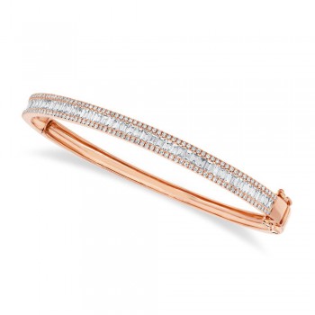 Baguette Diamond Channel Set Bangle Bracelet 14k Rose Gold (1.74ct)