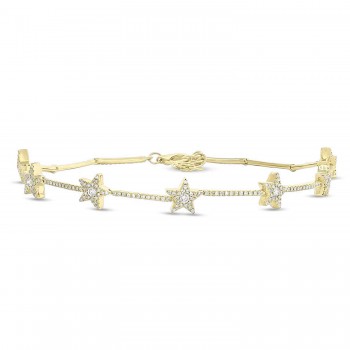 Accented Diamond Star Ankle Bracelet 14K Yellow Gold (1.00ct)