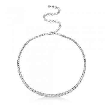 Graduated Diamond Tennis Necklace 14k White Gold (4.39ct)