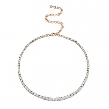 Graduated Diamond Tennis Necklace 14k Rose Gold (4.39ct)