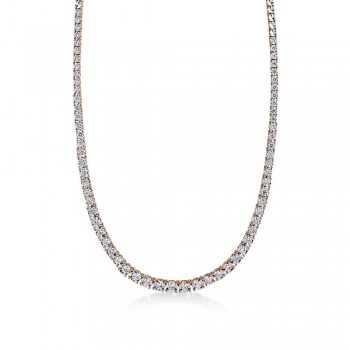 Graduated Diamond Tennis Necklace 14k Rose Gold (4.39ct)