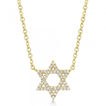 Diamond Star of David Pendant Necklace 14k Yellow Gold (0.11ct)