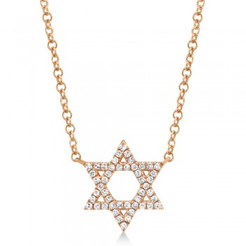 Diamond Star of David Pendant Necklace 14k Rose Gold (0.11ct)