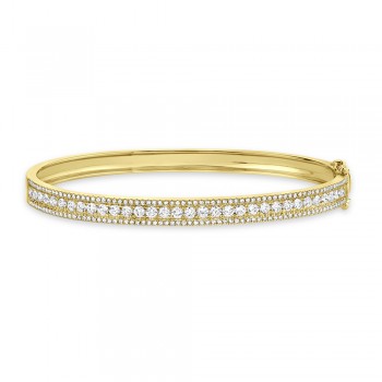 Round Diamond Channel Set Bangle Bracelet 14k Yellow Gold (1.70ct)