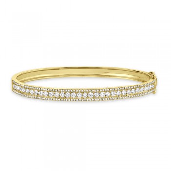 Round Diamond Channel Set Bangle Bracelet 14k Yellow Gold (1.70ct)