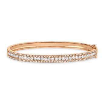 Round Diamond Channel Set Bangle Bracelet 14k Rose Gold (1.70ct)