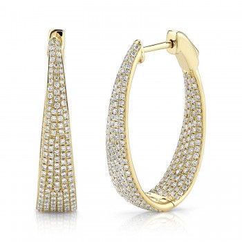 Diamond Multi-Row Pave Oval Hoop Earring 14K Yellow Gold (1.73ct)