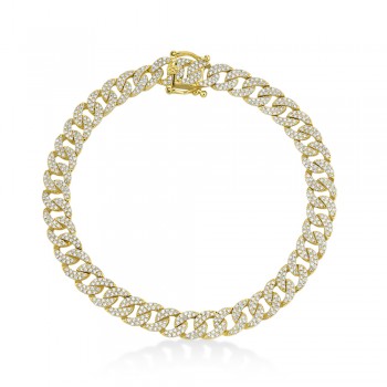 Diamond Pave Cuban Link Bracelet 14k Yellow Gold (1.69ct)