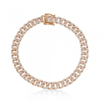 Diamond Pave Cuban Link Bracelet 14k Rose Gold (1.69ct)