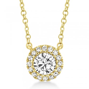 Diamond Halo Pendant Necklace 14k Yellow Gold (0.25ct)