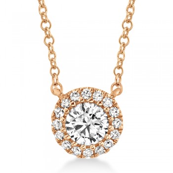 Diamond Halo Pendant Necklace 14k Rose Gold (0.25ct)