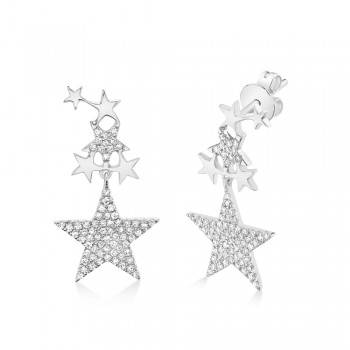Diamond Star Drop Earrings 14k White Gold (0.35ct)