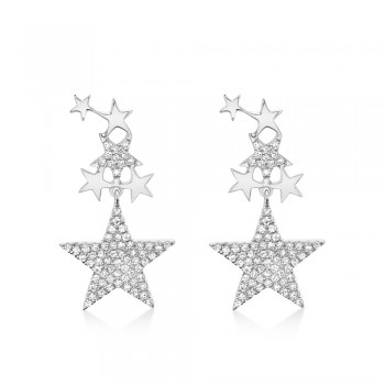 Diamond Star Drop Earrings 14k White Gold (0.35ct)