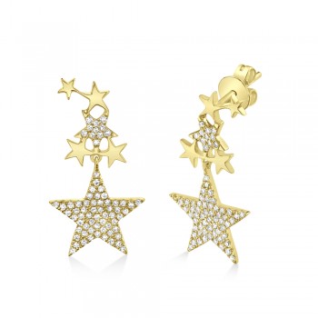 Diamond Star Drop Earrings 14k Yellow Gold (0.35ct)