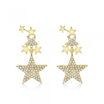 Diamond Star Drop Earrings 14k Yellow Gold (0.35ct)