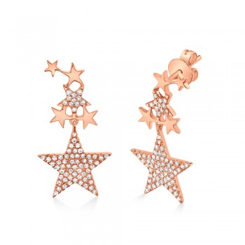 Diamond Star Drop Earrings 14k Rose Gold (0.35ct)