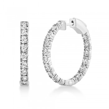 Diamond Inside Out Hoop Earrings 14k White Gold (1.06ct)