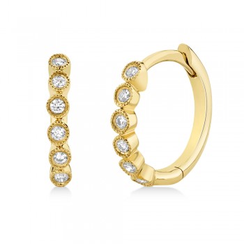 Diamond Bezel Huggie Earrings 14k Yellow Gold (0.11ct)