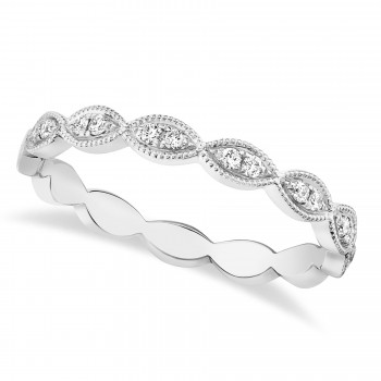 Diamond Accented Antique Style Eternity Band 14k White Gold (0.13ct)