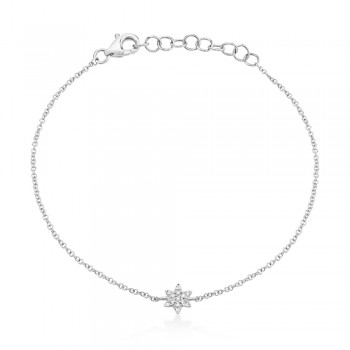 Diamond Star Link Bracelet 14k White Gold (0.03ct)