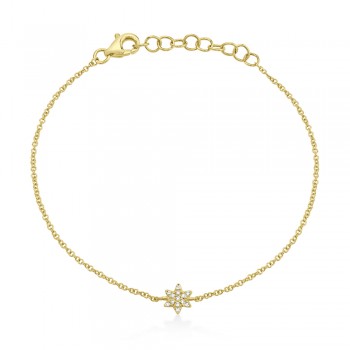 Diamond Star Link Bracelet 14k Yellow Gold (0.03ct)
