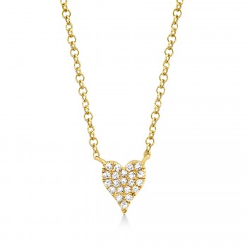 Diamond Pave Heart Necklace 14k Yellow Gold (0.05ct)