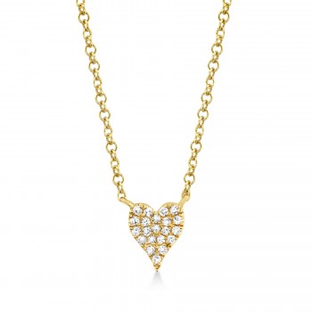 Diamond Pave Heart Necklace 14k Yellow Gold (0.05ct)