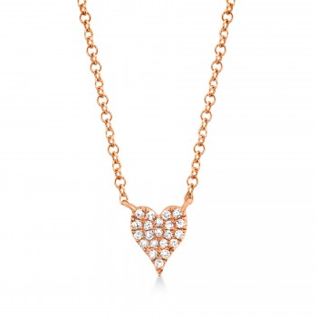 Diamond Pave Heart Necklace 14k Rose Gold (0.05ct)
