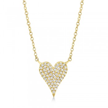 Diamond Pave Heart Pendant Necklace 14k Yellow Gold (0.11ct)