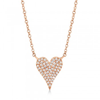 Diamond Pave Heart Pendant Necklace 14k Rose Gold (0.11ct)