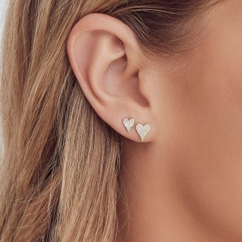 Diamond Pave Heart Stud Earrings 14k White Gold (0.14ct)