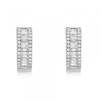 Diamond Baguette Huggie Earrings 14k White Gold (0.49ct)