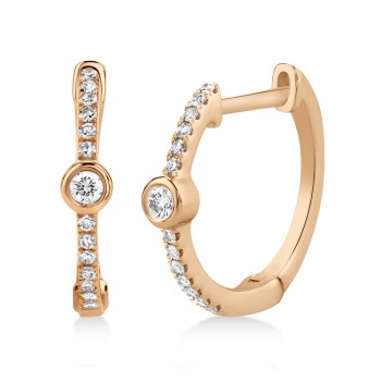 Diamond Bezel Huggie Earrings 14k Rose Gold (0.13ct)