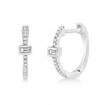 Diamond Baguette Hoop Earrings 14k White Gold (0.12ct)