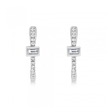 Diamond Baguette Hoop Earrings 14k White Gold (0.12ct)