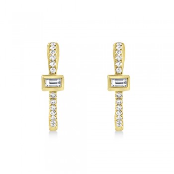 Diamond Baguette Hoop Earrings 14k Yellow Gold (0.12ct)