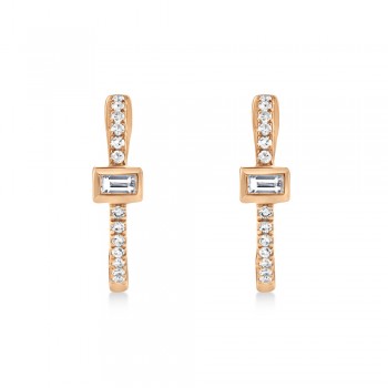 Diamond Baguette Hoop Earrings 14k Rose Gold (0.12ct)