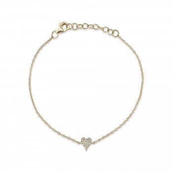 Diamond Pave Heart Link Bracelet 14k Yellow Gold (0.05ct)