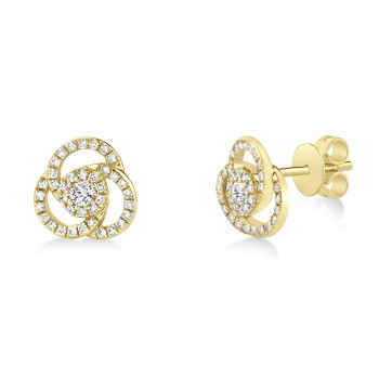 Diamond Love Knot Stud Earrings 14k Yellow Gold (0.32ct)