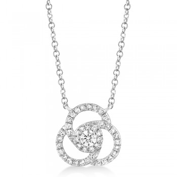 Diamond Love Knot Pendant Necklace 14k White Gold (0.20ct)