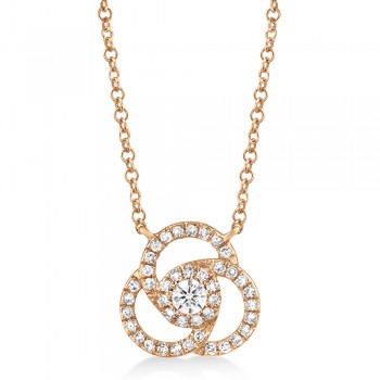 Diamond Love Knot Pendant Necklace 14k Rose Gold (0.20ct)