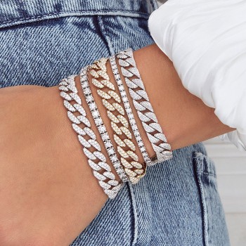 Diamond Pave Cuban Link Bracelet 14k Rose Gold (3.19ct)