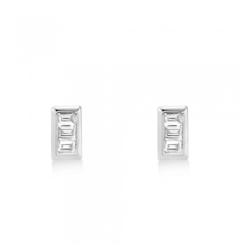 Diamond Baguette Bezel Stud Earrings 14k White Gold (0.15ct)