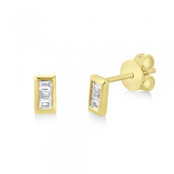 Diamond Baguette Bezel Stud Earrings 14k Yellow Gold (0.15ct)