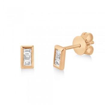 Diamond Baguette Bezel Stud Earrings 14k Rose Gold (0.15ct)