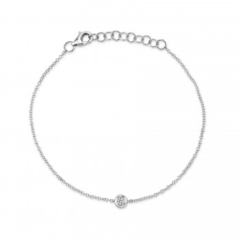 Diamond Bezel Solitare Link Bracelet 14k White Gold (0.06ct)