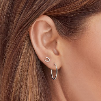 Diamond Mini Hoop Earrings 14k White Gold (0.21ct)