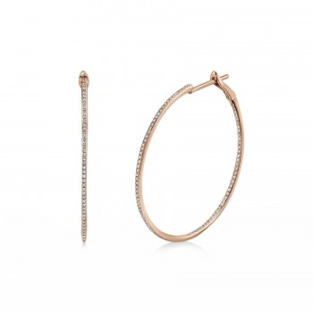 Diamond Inside Out Hoop Earrings 14k Rose Gold (0.50ct)