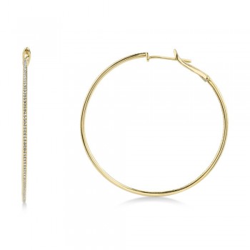 Diamond Thin Hoop Earrings 14k Yellow Gold (0.66ct)
